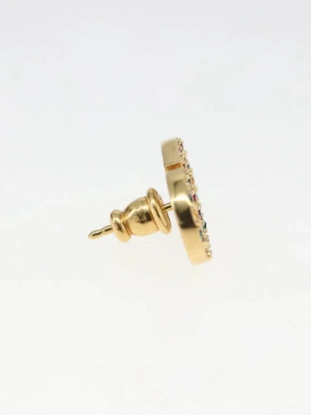 Christian Dior Rhinestone Pierce Earring metal Gold Tone Auth 168258M
